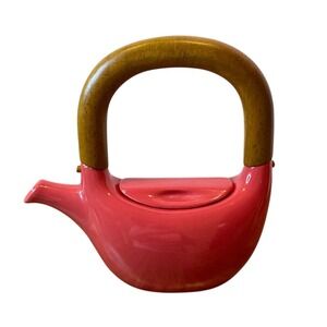 Red Envelope Red Chinese‎ Teapot Wood Handle 20 oz Asian Styling Ceramic